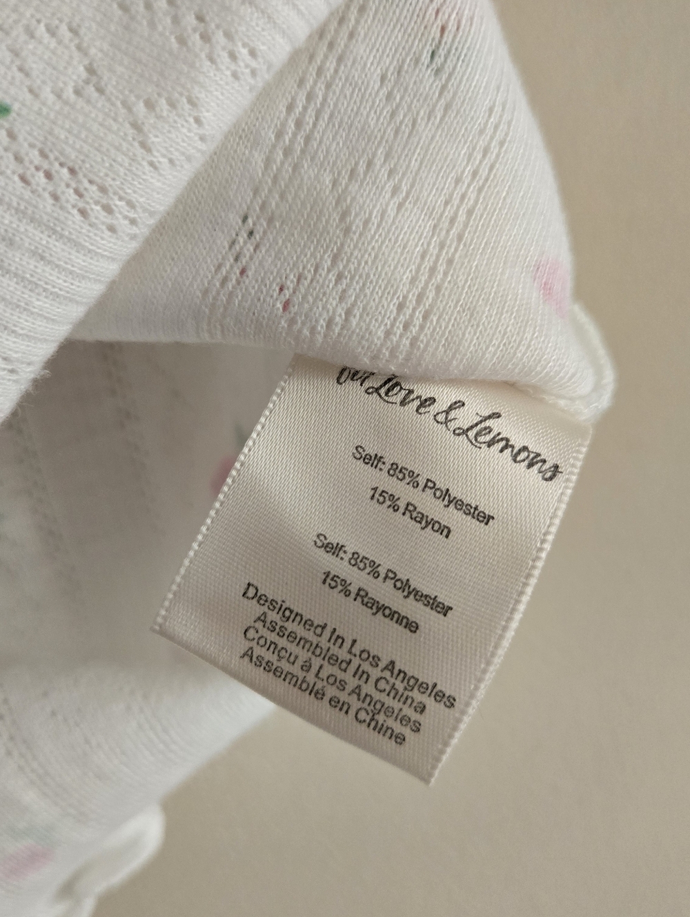 For Love And Lemons Blossom Pointelle Matching Set Pajama Top & Shorts White XS - Picture 12 of 16